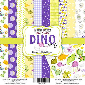 Zestaw papieru do scrapbookingu "Dino baby" 30,5x30,5cm 