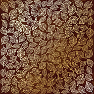 Sheet of single-sided paper embossed by golden foil Golden Leaves mini, color Brown aquarelle