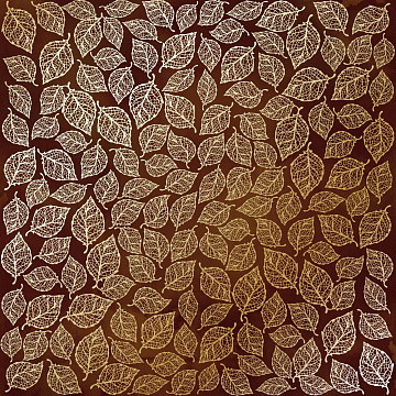Blatt aus einseitigem Papier mit Goldfolienprägung, Muster Golden Leaves mini, Farbe Brown aquarelle