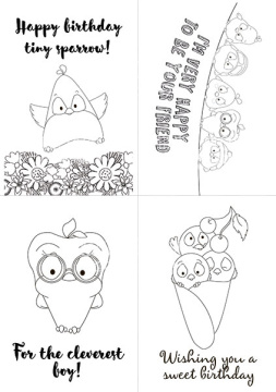Set of 8pcs 10х15cm for coloring and creating greeting cards My tiny sparrow boy EN - 2 Set of 8pcs 10х15cm for coloring and creating greeting cards My tiny sparrow boy EN - 2