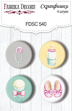 Set mit 4 Flair-Knöpfen zum Scrapbooking My cute Baby Elephant Girl #540