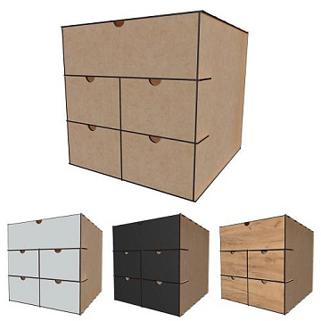 DIY Furniture organizer for stationery, art, sewing supplies, etc. 365mm x 365mm x 385mm, kit #03
