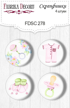 Set of 4pcs flair buttons for scrabooking "Puffy Fluffy Girl" #278