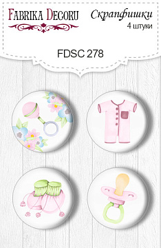 Set mit 4 Flair-Buttons zum Scrapbooking von „Puffy Fluffy Girl“ #278