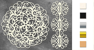 Chipboard embellishments set, "Openwork napkin and border" #125