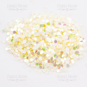 Sequins Round flat, cream with iridescent nacre, #415 - 2