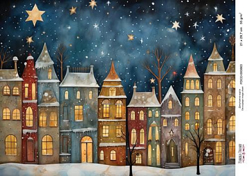 Decoupage card «Christmas houses-013» #000863, 21cm x 29,7cm
