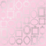 Лист односторонней бумаги с серебряным тиснением, дизайн Silver Frames Light pink, 30,5см х 30,5см