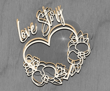 Mega shaker dimension set, 15cm x 15cm, Figured frame Heart with Orchid - 2