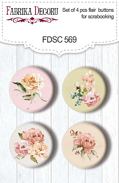 Set of 4pcs flair buttons for scrabooking Where beauty lives #569