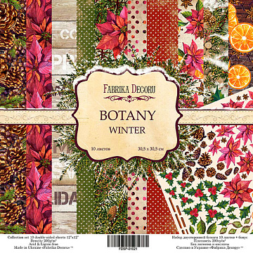 Double-sided scrapbooking paper set Botany winter 12"x12", 10 sheets