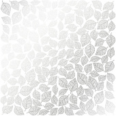 лист односторонней бумаги с серебряным тиснением, дизайн silver leaves mini, white, 30,5см х 30,5см
