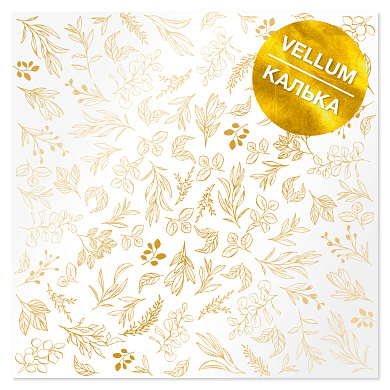 лист кальки (веллум) с золотым узором golden branches 30,5х30,5 см