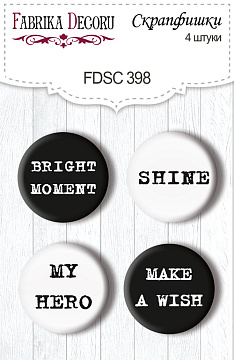 Set of 4pcs flair buttons for scrabooking Mystical space EN #398