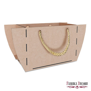 Bag shaped gift box with rope handles for presents, flowers, sweets, 355х175х150 mm,  DIY kit #297