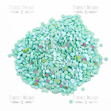 Sequins Round flat, mint with iridescent nacre, #418 - 2