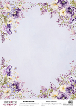 Deco vellum colored sheet Floral Sentiments Lilac frame, A3 (11,7" х 16,5")