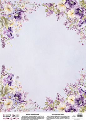 deco vellum colored sheet floral sentiments lilac flowers, a3 (11,7" х 16,5")