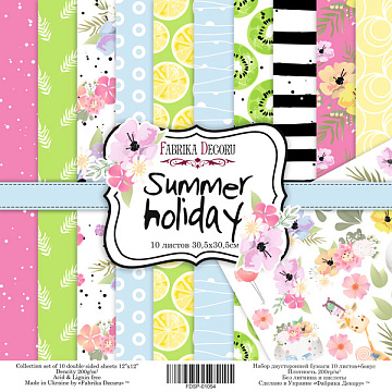 Double-sided scrapbooking paper set Summer holiday 12"x12" 10 sheets
