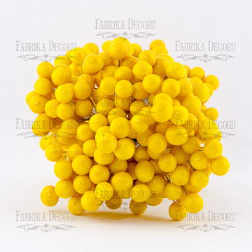 Set of lacquer guelder rose berries, Yellow, 20pcs