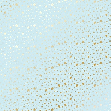 Blatt einseitig bedrucktes Papier mit Goldfolienprägung, Muster Goldene Sterne Blau, 12"x12"