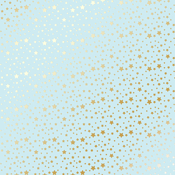 Sheet of single-sided paper with gold foil embossing, pattern Golden stars Blue, 12"x12"