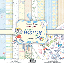 Double-sided scrapbooking paper set My little mousy boy 12"x12", 10 sheets