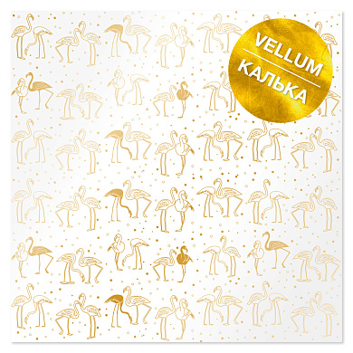 лист кальки (веллум) с золотым узором golden flamingo 29.7cm x 30.5cm