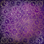 Sheet of single-sided paper with gold foil embossing, pattern Golden Clocks, color Violet aquarelle 12"x12" 