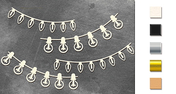 Chipboard embellishments set, "Light bulb garland" #370