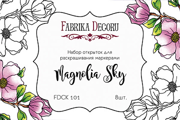 Zestaw pocztówek "Magnolia sky" do kolorowania markerami