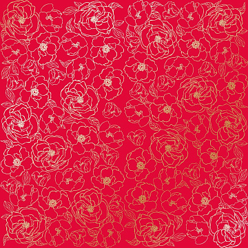 Arkusz papierowy papieru wytłoczonego folią Złoty Pion, Mak czerwony 30,5x30,5cm 