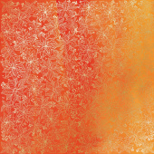 лист односторонней бумаги с фольгированием, дизайн golden poinsettia yellow-orange aquarelle, 30,5см х 30,5 см