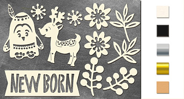 Chipboard embellishments set, "Scandi Baby Girl" #185