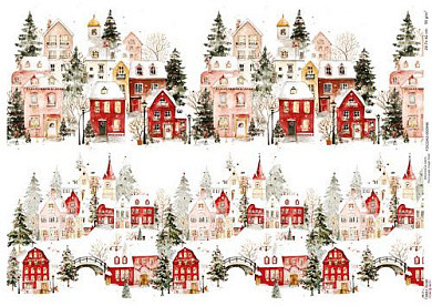 Decoupage Card Houses (Curb)-2, #0948, 29.7x42cm