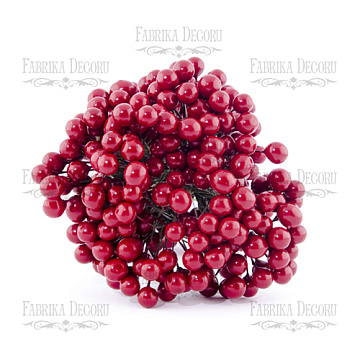 Set of lacquer guelder rose berries, mini Red, 20pcs