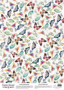 Deco vellum colored sheet Bright butterflies, A3 (11,7" х 16,5")