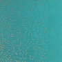 Отрез кожзама с тиснением золотой фольгой, дизайн Golden Mini Drops Bright blue, 50см х 25см