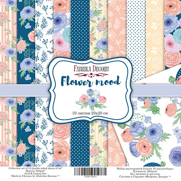 Doppelseitiges Scrapbooking-Papierset Flower Mood, 20 cm x 20 cm, 10 Blätter