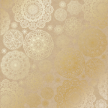 Sheet of single-sided paper with gold foil embossing, pattern Golden Napkins Kraft, 12"x12" 