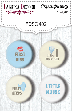 4er Set Flair Buttons zum Scrapbooking My little mousy boy EN #402