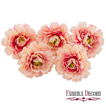 Peony flower peach with pink, 1 pc