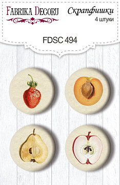 Set of 4pcs flair buttons for scrabooking Summer botanical diary #494