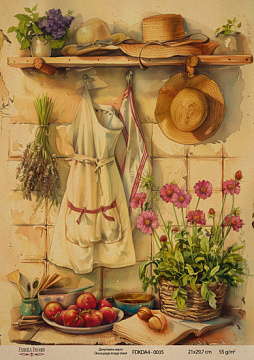 Kraft Decoupage Papier 21x29,7cm, “Botanica Vintage”, #0035