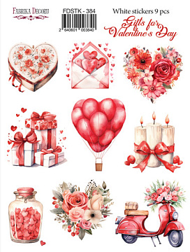 Set of stickers 9 pcs, Gifts for Valentine's day, #382