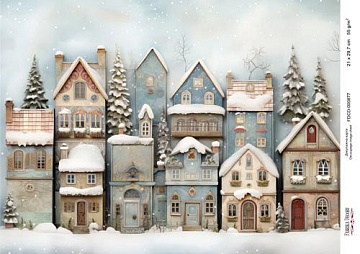 Decoupage card «Christmas houses-027» #000877, 21cm x 29,7cm