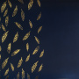 Skóra PU do oprawiania ze złotym wzorem Golden Feather Ciemnoniebieski, 50cm x 25cm 