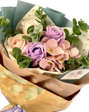 Bouquet in a design wrap "Vintage Roses with Lilac" - 2 Bouquet in a design wrap "Vintage Roses with Lilac" - 2