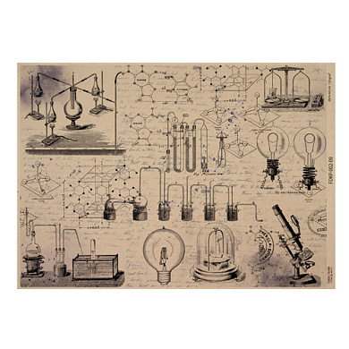 лист крафт бумаги с рисунком mechanics and steampunk #09, 42x29,7 см
