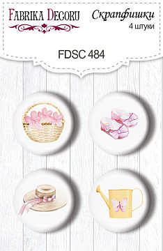 Set mit 4 Stk. Flair-Buttons zum Scrapbooking Lustiges Fuchsmädchen #484